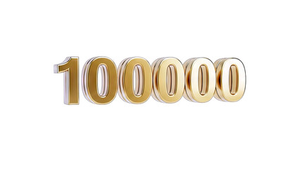 Golden 100000 Number Isolated on White Background