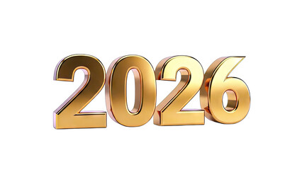 Golden 2026 Year Numbers on White Background