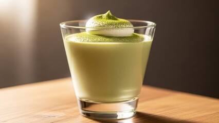 Green Tea Mousse Dessert in Glass.
