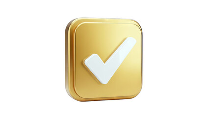 Golden Checkmark Icon on Square - Approval Concept