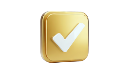 Golden Checkmark Icon on Square - Approval Concept