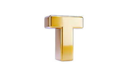 Golden Letter T Isolated on White Background