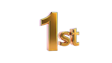 Golden 1st Number on White Background