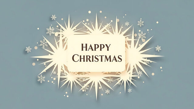 Happy christmas greeting card with snowflakes and stars - Powered by Adobe