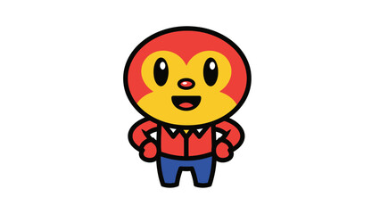 Cheerful Cartoon Child Character with Friendly Smile, Isolated White Background