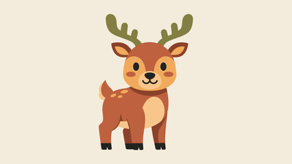 Adorable Cartoon Deer Standing in Bright Studio