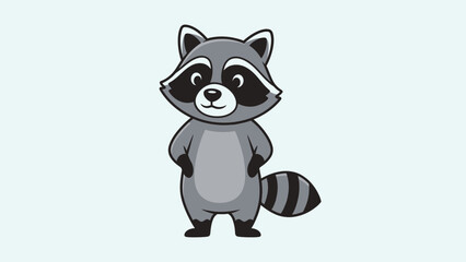 Cute Cartoon Raccoon Standing and Looking in Bright Studio