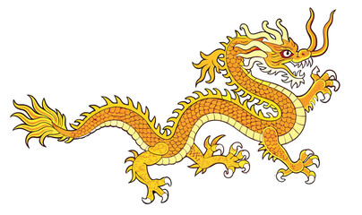 golden dragon on white background generate ai