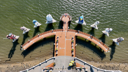 Sergipe People Square In Aracaju Sergipe Brazil. Aerial Landscape Of Famous Statue In A Natural Scenery. Paradise Skyline Grateful Vibrant. Paradise Sea. Aracaju Sergipe. © bydronevideos