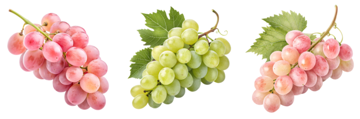 Set of grapes isolated on transparent background