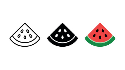 Colorful Watermelon Slice Icons Set