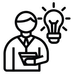 Man with a light bulb above head representing an idea