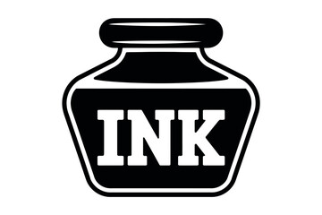 Black Ink Bottle Illustration Logo