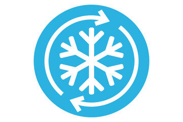 Snowflake Icon with Circular Arrows, Symbolizing Recycling and Refreshing Concepts