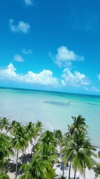 Antunes Beach At Maragogi Alagoas Brazil. Aerial View Of Stunning Beach With Crystal Clear Waters. Paradise Island Landscape Heaven Beauty. Heaven. Maragogi Alagoas.