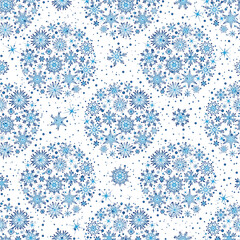 Vector Christmas pattern with snowflakes, balls and stars on transparent background.