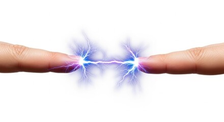 Fingers Touching with Electric Spark, Energy and Connection Concept.