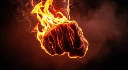 Fiery Fist of Fury - A Burning Symbol of Power and Strength.