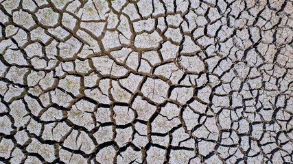 Cracked ground is caused by dryness.
