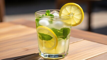 Refreshing Mojito Cocktail with Lemon and Mint.