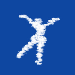 Naklejka premium Clouds in the shape of a dancing girl symbol on a transparent background. A symbol consisting of clouds in the center. Illustration on transparent background