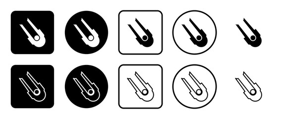 Icon set of solo bobsleigh symbol. Filled, outline, black and white icons set, flat style.  Illustration on transparent background