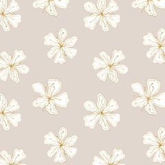 Botanical flowers pattern with boho stylized. On light background. Textile.