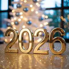 Golden 2026 Numbers Background For New Year Eve