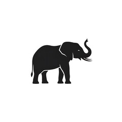 Obraz premium Silhouette of an elephant with trunk raised on transparent background