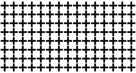 Geometric pattern featuring black crosses on a white background, creating a modern and minimalist design.