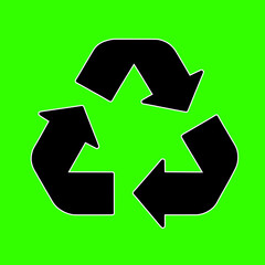 Black recycling symbol outline clean transparent background, isolated eco-friendly