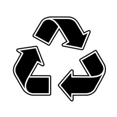 Black recycling symbol outline clean transparent background, isolated eco-friendly