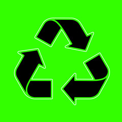 Black recycling symbol outline clean transparent background, isolated eco-friendly
