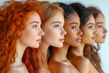 Portrait Group Young Woman Profile Diversity People