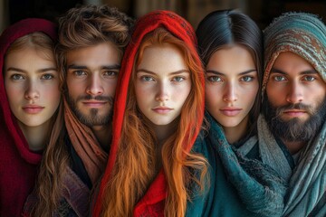 Portrait Group Young People Diversity People