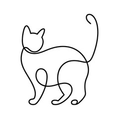 Obraz premium Line Art Illustration of a Cat , Cat Line Art Vector Illustration
