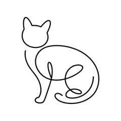 Naklejka premium Line Art Illustration of a Cat , Cat Line Art Vector Illustration