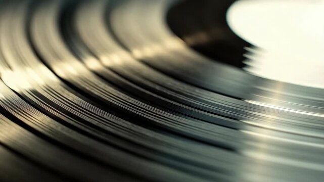 Close-up of stacked vinyl records on turntable