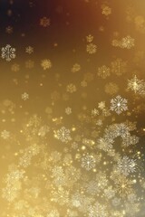 Golden christmas snowflakes falling shimmering festive background, vertical