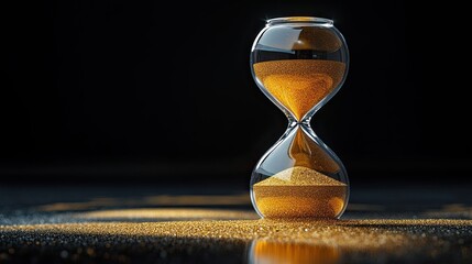 An hourglass where flowing sand gradually transforms into parched earth. --