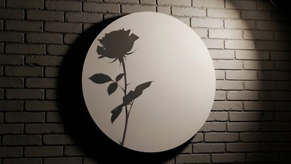 Silhouetted rose on circular frame