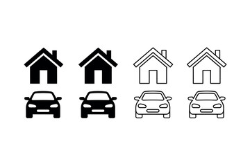 Simple House and Car Icons