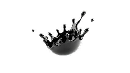 Black Liquid Splash Isolated on White Background