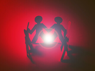 Paper people doing teamwork in their business