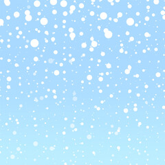 Falling Snow Seamless Pattern on Blue Gradient Background Design