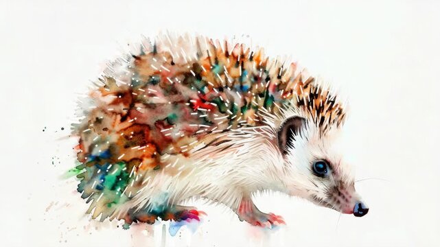 Vibrant and abstract hedgehog with a splash of colors. Perfect for creative projects or wall decor.