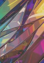 Vibrant Abstract Background of Sharp Colorful Geometric Glass Shards and Reflections