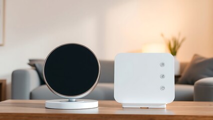 Generative AI depiction of a modern smart home device setup with sleek design elements and ambient