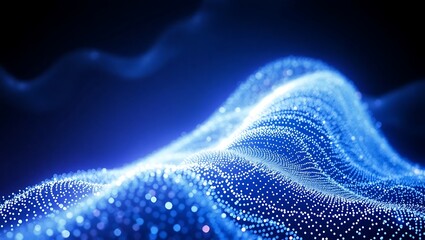 Generative AI depiction of luminous digital waveforms and particle effects illustrating data flow