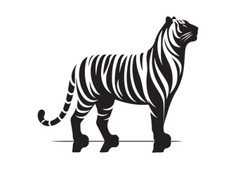 tiger logo silhouette vector, tiger silhouette vector illustration, wild cat black silhouette bengal tiger animals,  bengal tiger logo silhouettes vector on white background